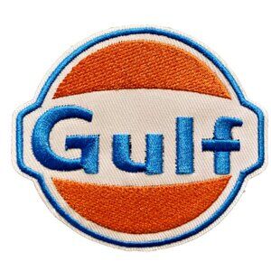 Gulf Racing Patch Motor Racing Oil 3x4in Embroidered Iron-on Patch